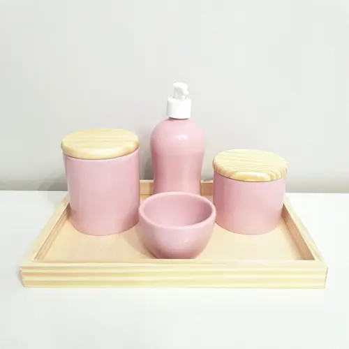 Kit Higiene 22x32cm Rosa Bebê 5 Peças - Pinus