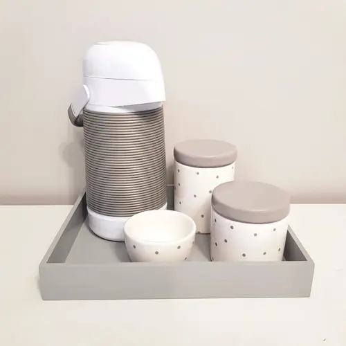 Kit Higiene 23x29cm Cinza e Branco Poás