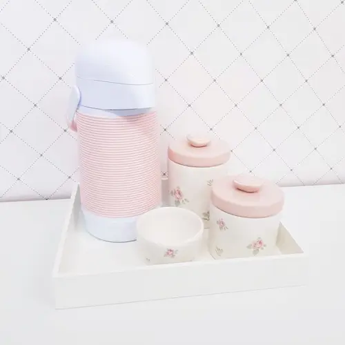 Kit Higiene 23x29cm Floral Rosé - Térmica Alinhavada