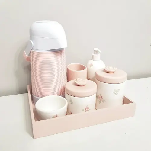 Kit Higiene 23x29cm Floral Rosé Completo