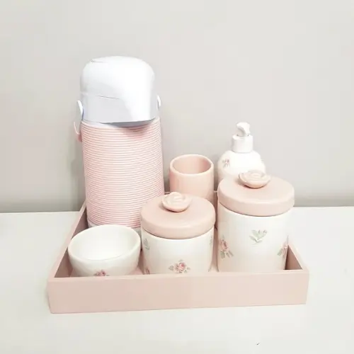Kit Higiene 23x29cm Floral Rosé Completo