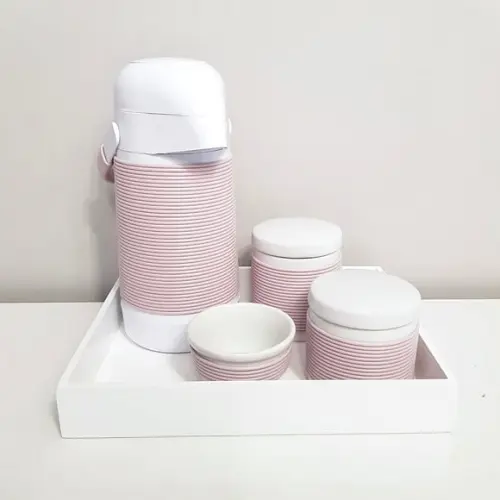 Kit Higiene 23x29cm Rosa Antigo Alinhavado