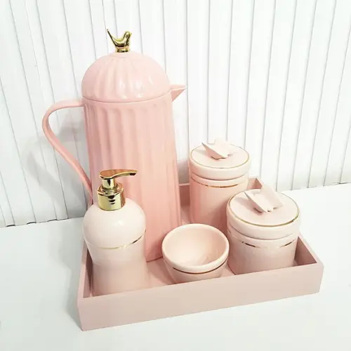 Kit Higiene 23x29cm Rosé Filete Dourado c/ Borboleta