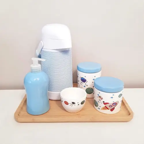 Kit Higiene 23x33cm Astronauta Azul Bebê - Térm. Alinhavada