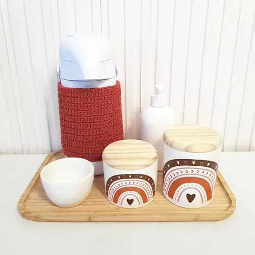Kit Higiene 23x33cm Arco-íris Boho Terracota - Térm. Crochê
