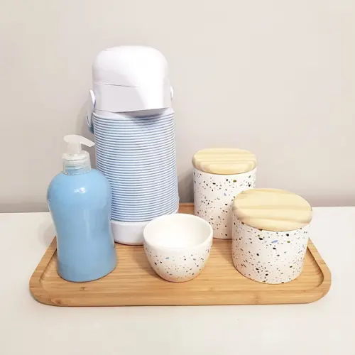 Kit Higiene 23x33cm Granilite Azul Bebê - Térm. Alinhavada