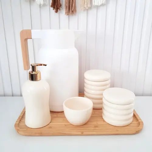 Kit Higiene 23x33cm Ondulado Creme + Branco - Térm. Organic