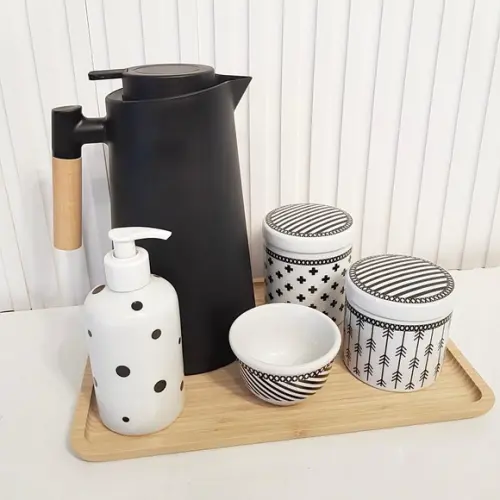 Kit Higiene 23x33cm Preto e Branco Escandinavo