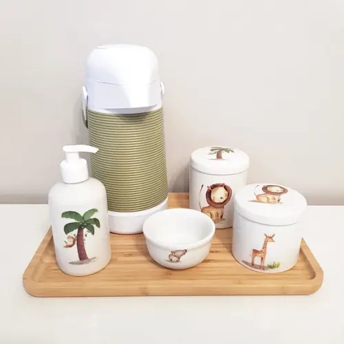Kit Higiene 23x33cm Verde Oliva Safári (animais da Selva)