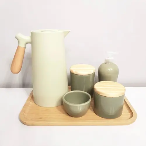 Kit Higiene 23x33cm Verde Militar / Oliva - Bandeja Bambu