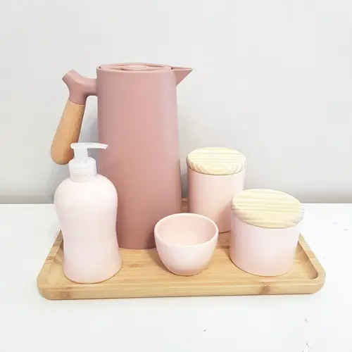 Kit Higiene 23x33cm Rosa Rosé Nude - Bandeja Bambu