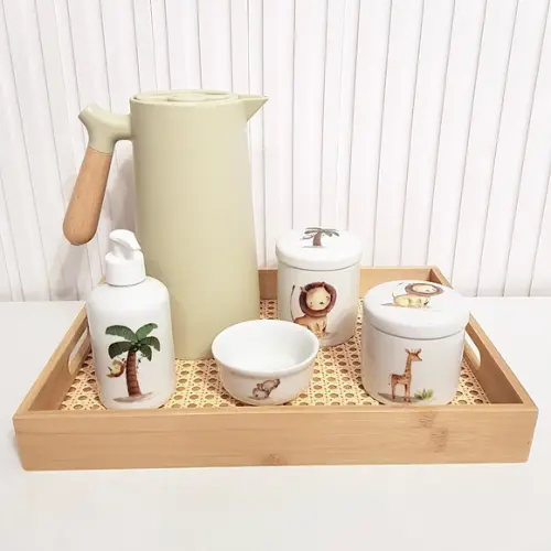 Kit Higiene 28x38cm Safári - Bandeja Palhinha
