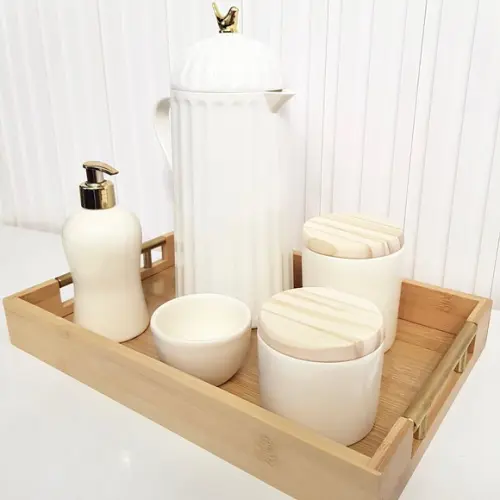 Kit Higiene 26x38cm Bege / Creme e Branco - Térmica Bird