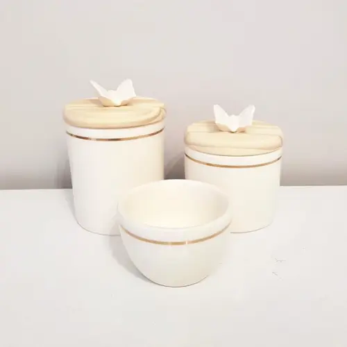 Kit Higiene 3 Pçs Creme Filete Dourado + Borboleta - Pinus