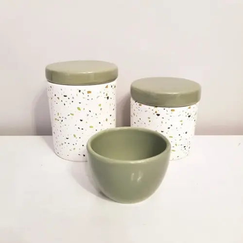 Kit Higiene 3 Pçs Granilite Verde Militar /oliva - Molh Lisa