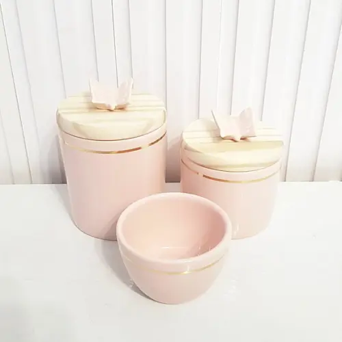 Kit Higiene 3 Pçs Rosé Filete Dourado + Borboleta - Pinus