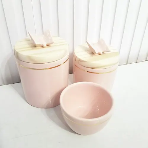 Kit Higiene 3 Pçs Rosé Filete Dourado + Borboleta - Pinus