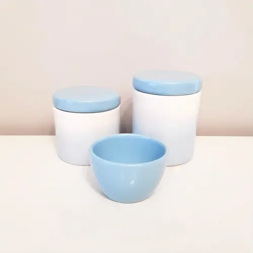 Kit Higiene 3 Peças Azul Degradê - Tampa Cerâmica