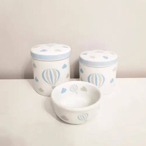 Kit Higiene 3 Peças Balão Azul (porcelana)