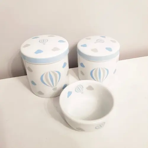 Kit Higiene 3 Peças Balão Azul (porcelana)