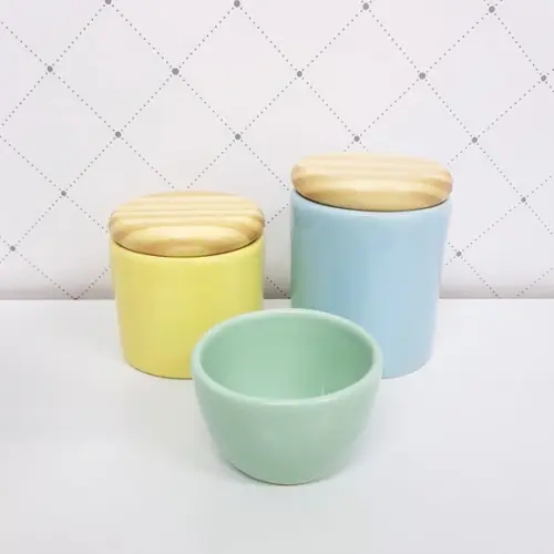 Kit Higiene 3 Peças Azul, Verde e Amarelo - Tampas Pinus