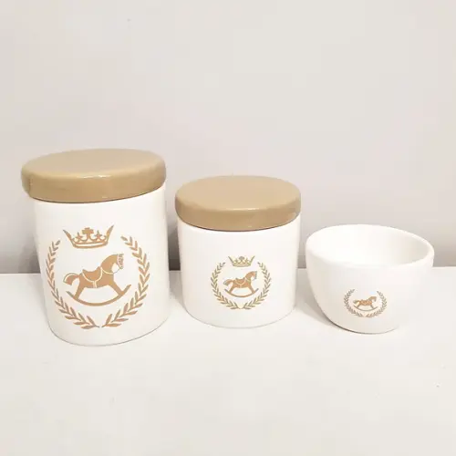 Kit Higiene 3 Peças Cavalinho Marrom Cáqui