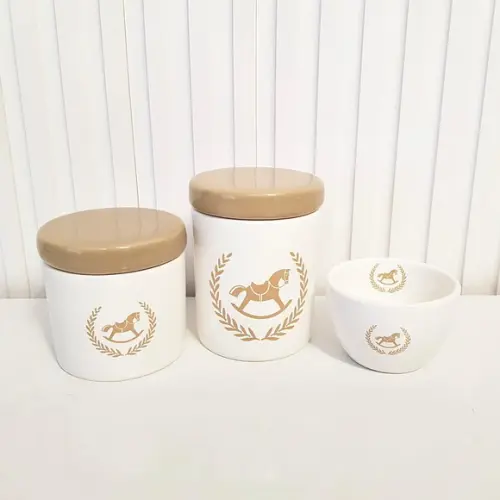 Kit Higiene 3 Peças Cavalinho Marrom Cáqui