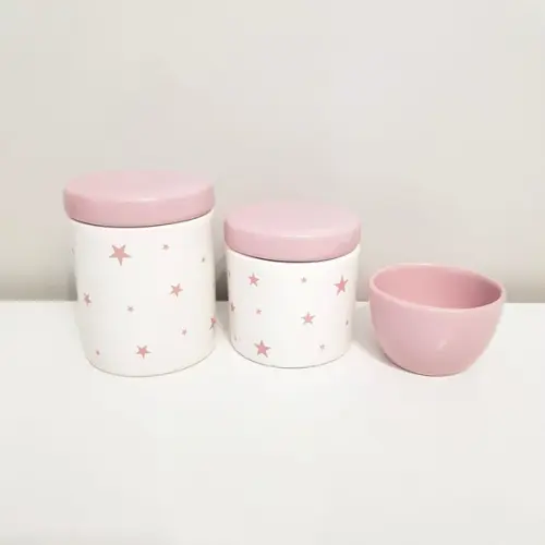 Kit Higiene 3 Peças Estrelinhas Rosa