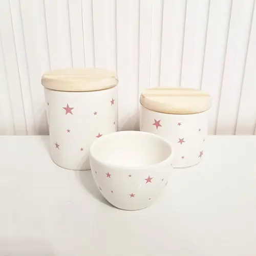 Kit Higiene 3 Peças Estrelinhas Rosa - Pinus