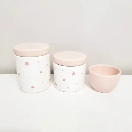 Kit Higiene 3 Peças Estrelinhas Rosa