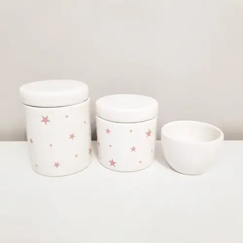 Kit Higiene 3 Peças Estrelinhas Rosa