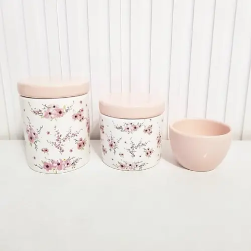 Kit Higiene 3 Peças Floral Cerejeira Rosa Rosé