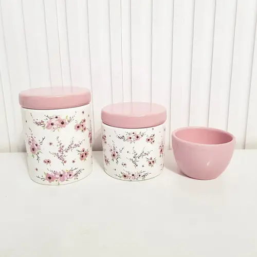 Kit Higiene 3 Peças Floral Cerejeira Rosa Bebê