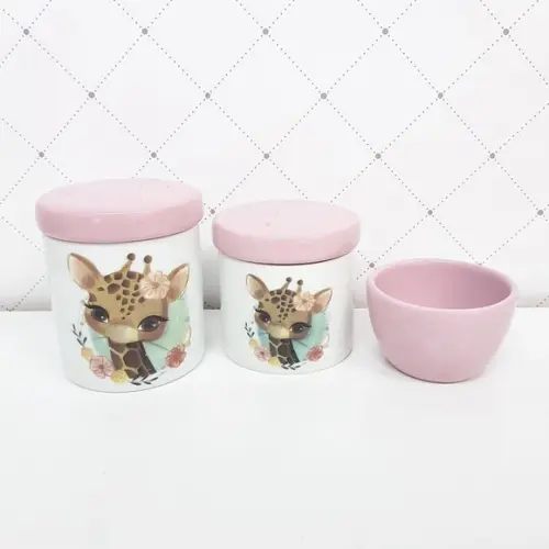 Kit Higiene 3 Peças Girafinha - Tampas Cerâmica