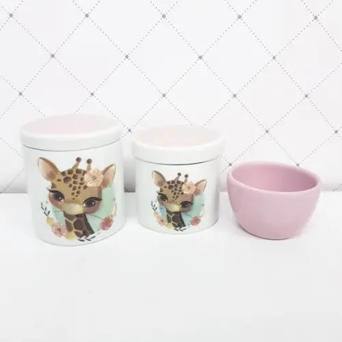 Kit Higiene 3 Peças Girafinha - Tampas Cerâmica