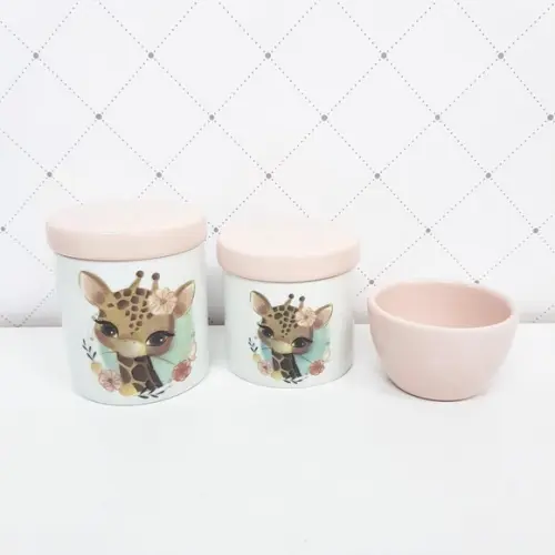 Kit Higiene 3 Peças Girafinha - Tampas Cerâmica