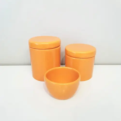 Kit Higiene 3 Peças Laranja Abóbora - Tampa Cerâmica