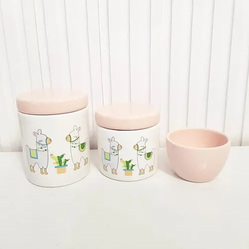 Kit Higiene 3 Peças Lhama Rosa Bebê ou Rosé