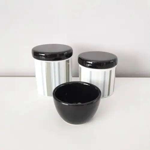Kit Higiene 3 Peças Listras Cinza Preto E Branco