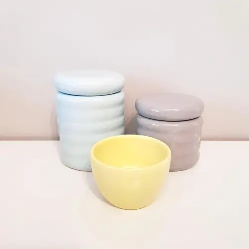 Kit Higiene 3 peças Ondulado Candy - Azul + Cinza + Amarelo