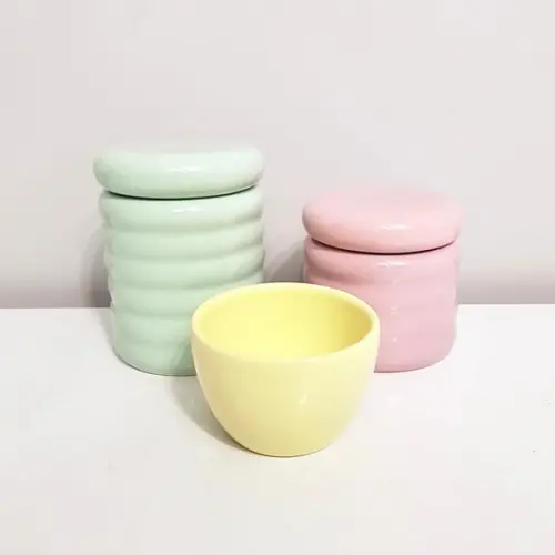 Kit Higiene 3 Peças Ondulado Candy - Verde Rosa Bebê Amarelo
