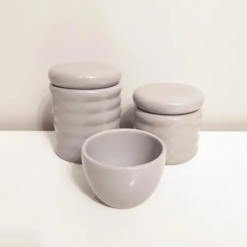 Kit Higiene 3 Peças Ondulado Cinza