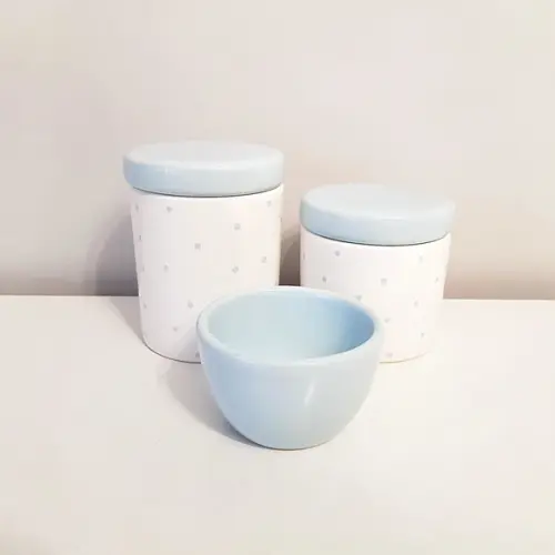 Kit Higiene 3 Peças Poás Azul Antigo - Tampa Lisa