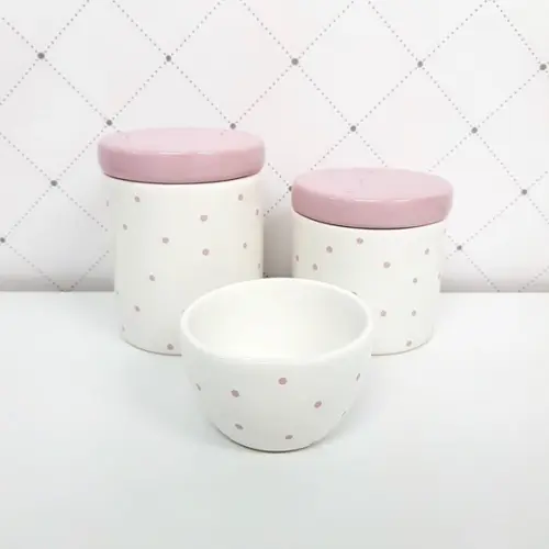 Kit Higiene 3 Peças Poás Rosa Bebê