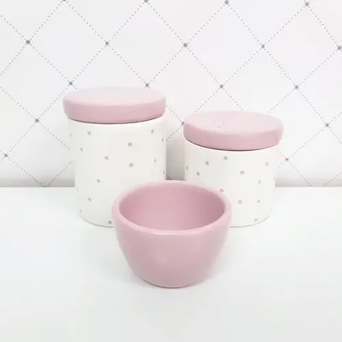 Kit Higiene 3 Peças Poás Rosa Bebê