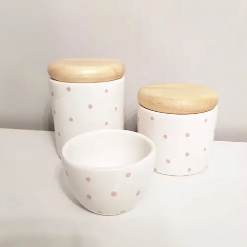 Kit Higiene 3 Peças Poás Rosa Bebê - Tampa Pinus