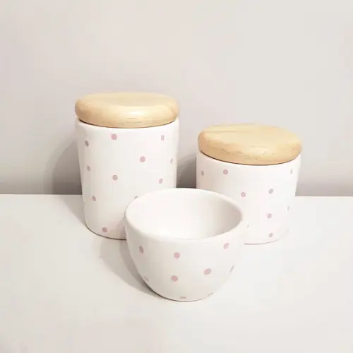 Kit Higiene 3 Peças Poás Rosa Bebê - Tampa Pinus