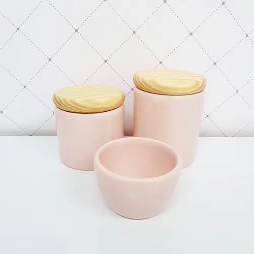 Kit Higiene 3 Peças Rosé - Tampinha de Madeira