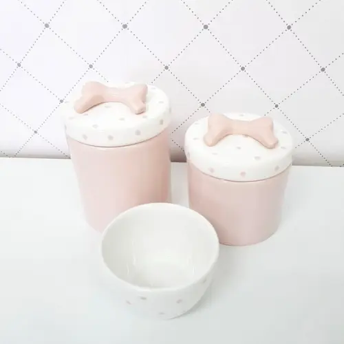 Kit Higiene 3 Peças Rosé e Poás Rosé - Aplique Laço