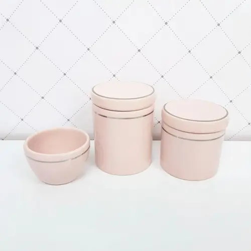 Kit Higiene 3 Peças Rosé com Filete Prata